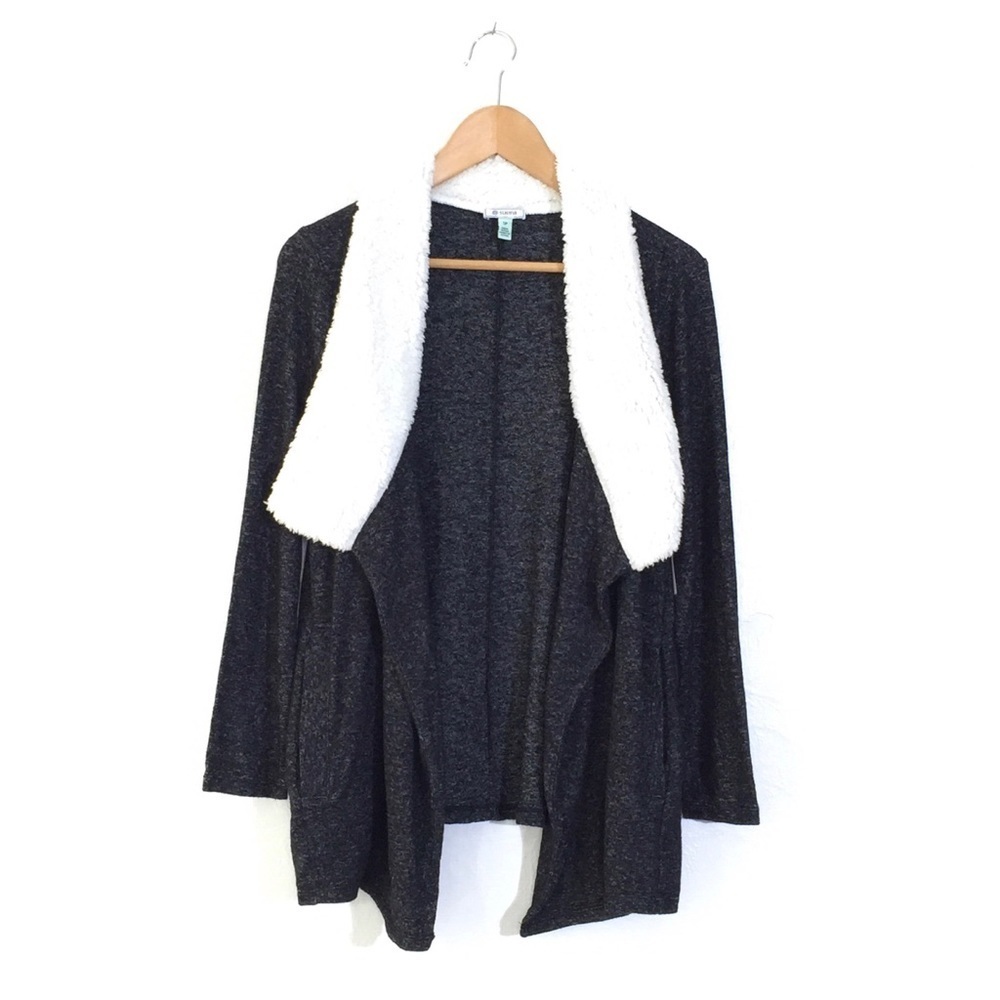 Susina Black Soft Fleece Sherpa Open Cardigan SP